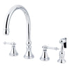 Kingston Brass Chrome 8" Deck Mount Kitchen Faucet with Brass Sprayer KS2791TLBS