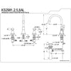 Kingston Oil Rubbed Bronze 2 Handle Widespread Bathroom Faucet w Pop-up KS2985AL