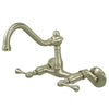 Kingston Metal Lever Handle Satin Nickel Wall Mount Kitchen Faucet KS3228BL