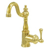 English Vintage Polished Brass 1 hdl Bathroom Faucet w\Push down drain KS7642BL
