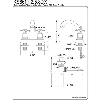 Polished Brass Two Handle Centerset Bathroom Faucet w/ Brass Pop-Up KS8612DX