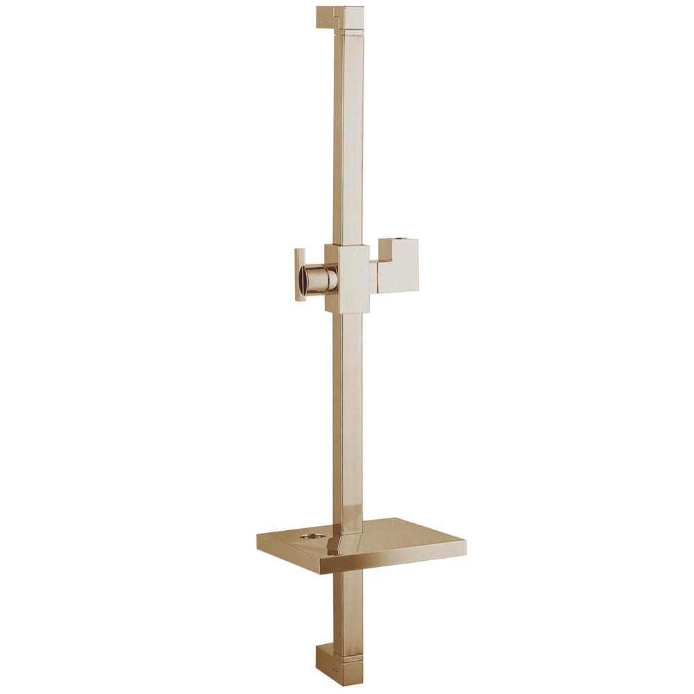 Kingston Brass Satin Nickel 23.6" Square Shower Slide Bar with Soap Dish KX8268