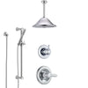 Delta Lahara Chrome Finish Shower System with Control Handle, 3-Setting Diverter, Ceiling Mount Showerhead, and Hand Shower with Slidebar SS14385