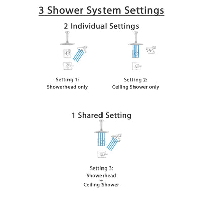 Delta Vero Stainless Steel Shower System with Normal Shower Handle, 3-setting Diverter, Large Square Rain Ceiling Mount Showerhead, and Wall Mount Modern Showerhead SS145384SS