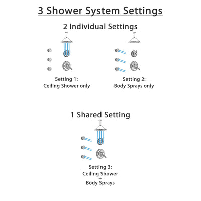 Delta Cassidy Polished Nickel Finish Shower System with Dual Control Handle, 3-Setting Diverter, Ceiling Mount Showerhead, and 3 Body Sprays SS1797PN4
