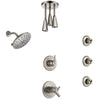 Delta Trinsic Dual Thermostatic Control Stainless Steel Finish Shower System, Diverter, Showerhead, Ceiling Showerhead, and 3 Body Sprays SS17T2591SS6