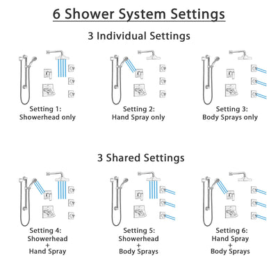 Delta Ara Dual Thermostatic Control Stainless Steel Finish Shower System, Diverter, Showerhead, 3 Body Sprays, and Grab Bar Hand Shower SS17T2671SS2