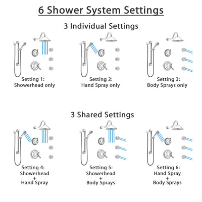 Delta Cassidy Dual Thermostatic Control Stainless Steel Finish Shower System, Diverter, Showerhead, 3 Body Sprays, and Grab Bar Hand Spray SS17T971SS1