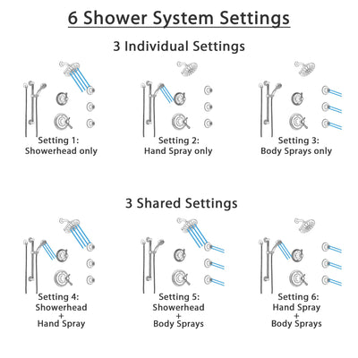 Delta Cassidy Dual Thermostatic Control Stainless Steel Finish Shower System, Diverter, Showerhead, 3 Body Sprays, and Grab Bar Hand Spray SS17T971SS7