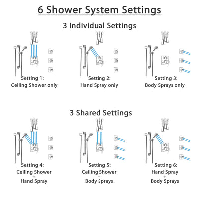 Delta Ara Chrome Dual Thermostatic Control Integrated Diverter Shower System, Ceiling Showerhead, 3 Body Sprays, and Grab Bar Hand Shower SS27T9675