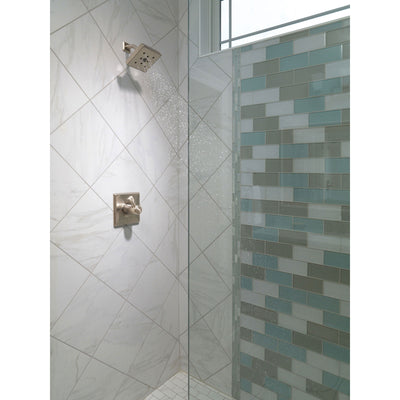 Delta Dryden Collection Stainless Steel Finish Shower Faucet with Temp / Pressure Control Double Handle Includes Rough Valve without Stops D2341V