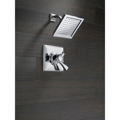 Delta Dryden Collection Chrome Monitor 17 Modern Water Efficient Dual Control Shower Faucet with Square Showerhead Trim (Requires Valve) DT17251WE