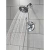 Delta Linden Collection Chrome Monitor 17 Dual Control Shower only Faucet with Handspray and Showerhead Combo Includes Rough Valve with Stops D2324V