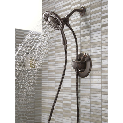 Delta Linden Collection Venetian Bronze Dual Control Shower only Faucet with Handspray and Showerhead Combo Includes Trim Kit and Rough Valve with Stops D2320V