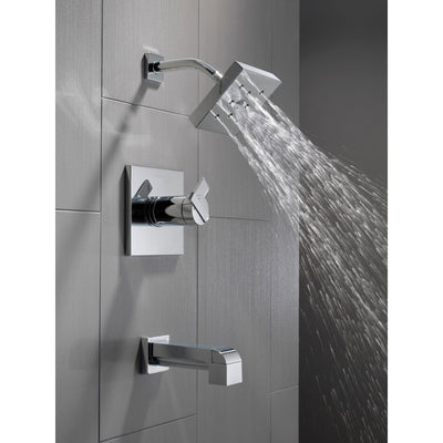 Delta Ara Collection Chrome Monitor 17 Modern Temperature and Pressure Dual Control Tub & Shower Faucet Combo Includes Rough Valve with Stops D2298V
