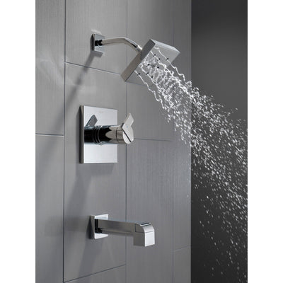 Delta Ara Collection Chrome Monitor 17 Modern Temperature and Pressure Dual Control Tub & Shower Faucet Combo Includes Rough Valve without Stops D2297V