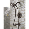 Delta Linden Collection Venetian Bronze Temp and Pressure Control Tub and Shower with 2-in-1 Hand Shower / Showerhead Includes Rough Valve without Stops D2287V