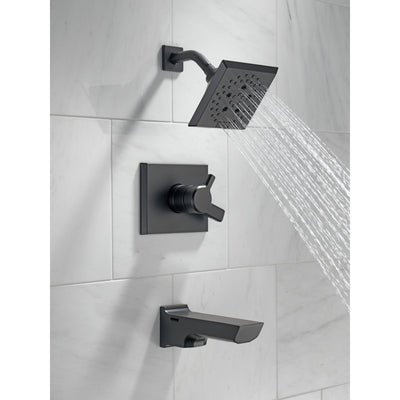 Delta Pivotal Matte Black Finish Monitor 17 Series H2Okinetic Tub and Shower Combination Faucet Trim Kit (Requires Valve) DT17499BL
