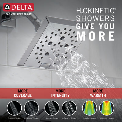 Delta Pivotal Chrome Finish H2Okinetic Tub and Shower Combination Faucet Includes 17 Series Cartridge, Handles, and Valve with Stops D3328V