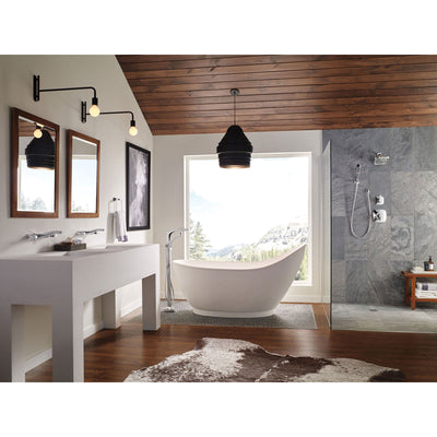 Delta Tesla 1-Handle Floor-Mount Roman Tub Faucet with Handshower in Chrome Includes Rough-in Valve D2576V