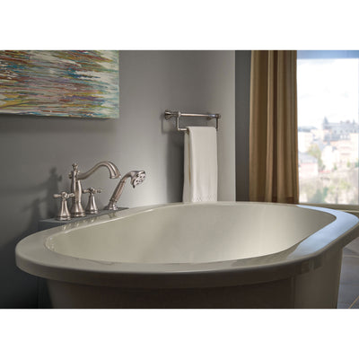 Delta Cassidy Collection Stainless Steel Finish Roman Tub Filler Faucet with Hand Shower INCLUDES (2) Cross Handles and Rough-in Valve D1391V